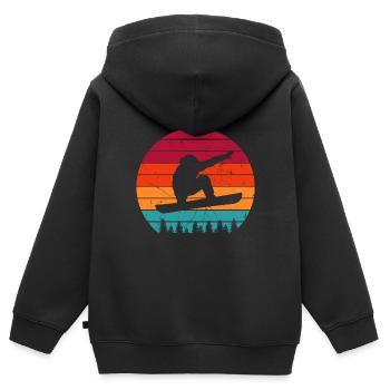 Snowboarding snowboarding snowboarder idée cadeau - Sweat Premium à capuche zippé enfant bio - noir - Dos - AI Model Kid Male (0cm)
