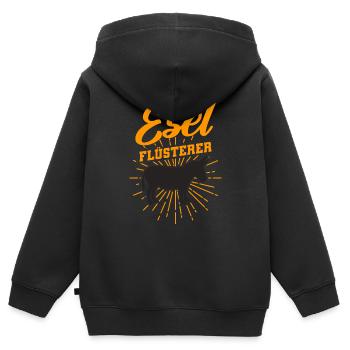 Esel - Kinder Premium Organic Zip Hoodie - Schwarz - Hinten - AI Model Kid Male (0cm)