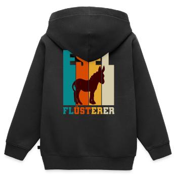 Esel - Kinder Premium Organic Zip Hoodie - Schwarz - Hinten - AI Model Kid Male (0cm)