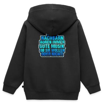 Rave Techno Disco EDM und Hardstyle Dj Designs - Kinder Premium Organic Zip Hoodie - Schwarz - Hinten - AI Model Kid Male (0cm)
