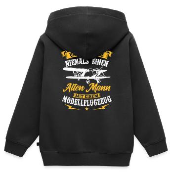 Modellflugzeug Modellfliegen Modellflug Opa Papa - Kinder Premium Organic Zip Hoodie - Schwarz - Hinten - AI Model Kid Male (0cm)