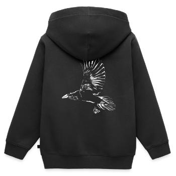 Crow - Kids Premium Organic Zip-up Hoodie - black - Back - AI Model Kid Male (0cm)