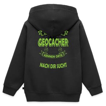 Geocaching - Kinder Premium Organic Zip Hoodie - Schwarz - Hinten - AI Model Kid Male (0cm)