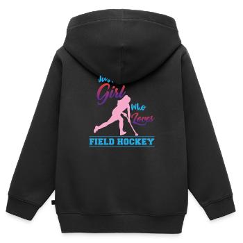 Hockey sur gazon - Sweat Premium à capuche zippé enfant bio - noir - Dos - AI Model Kid Male (0cm)