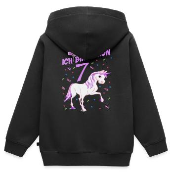 Pferde Geburtstagsshirt für Mädchen 7 Jahre - Kinder Premium Organic Zip Hoodie - Schwarz - Hinten - AI Model Kid Male (0cm)