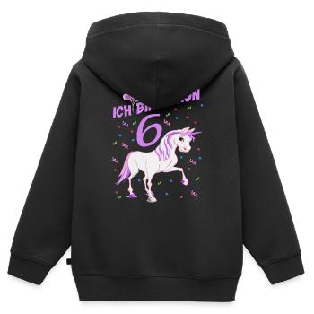 Pferde Geburtstagsshirt für Mädchen 6 Jahre - Kinder Premium Organic Zip Hoodie - Schwarz - Hinten - AI Model Kid Male (0cm)