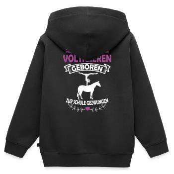 Voltigieren Geschenk Pferde Reitsport Voltigier - Kinder Premium Organic Zip Hoodie - Schwarz - Hinten - AI Model Kid Male (0cm)