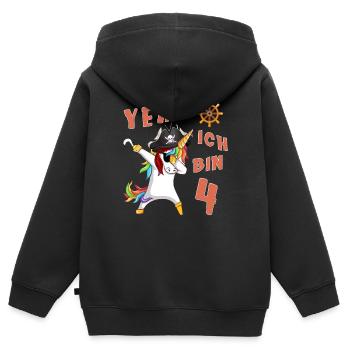 4 Jahre alt Geburtstag Junge Pirat Einhorn Party - Kinder Premium Organic Zip Hoodie - Schwarz - Hinten - AI Model Kid Male (0cm)