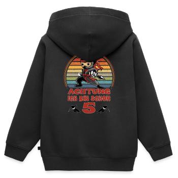 Ninja 5. Geburtstag - Achtung Ich bin Fünf - Kinder Premium Organic Zip Hoodie - Schwarz - Hinten - AI Model Kid Male (0cm)