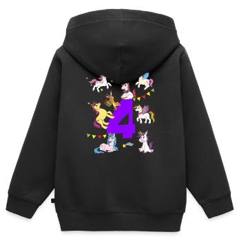 Mädchen 4. Geburtstag Einhörner Kinder 4 Jahre - Kinder Premium Organic Zip Hoodie - Schwarz - Hinten - AI Model Kid Male (0cm)