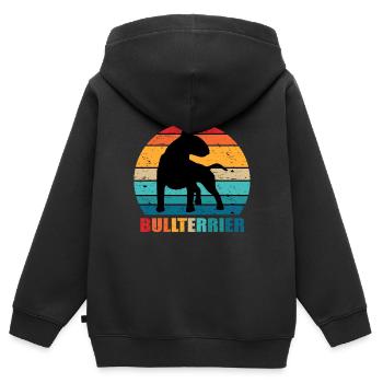 Bull terrier - Sweat Premium à capuche zippé enfant bio - noir - Dos - AI Model Kid Male (0cm)