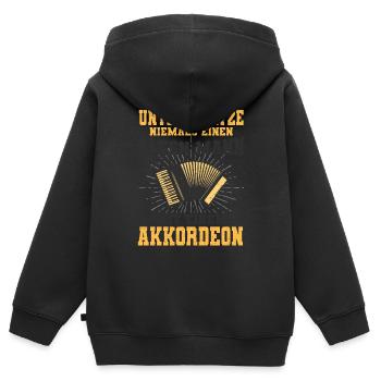 Akkordeon - Kinder Premium Organic Zip Hoodie - Schwarz - Hinten - AI Model Kid Male (0cm)