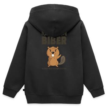 Biber - Kinder Premium Organic Zip Hoodie - Schwarz - Hinten - AI Model Kid Male (0cm)