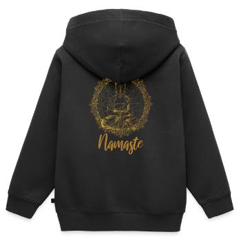 buddhism spirituality quotes mantra meditation - Kids Premium Organic Zip-up Hoodie - black - Back - AI Model Kid Male (0cm)