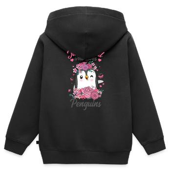 manchot - Sweat Premium à capuche zippé enfant bio - noir - Dos - AI Model Kid Male (0cm)