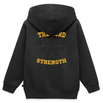 Fitness - Kinder Premium Organic Zip Hoodie - Schwarz - Hinten - AI Model Kid Male (0cm)