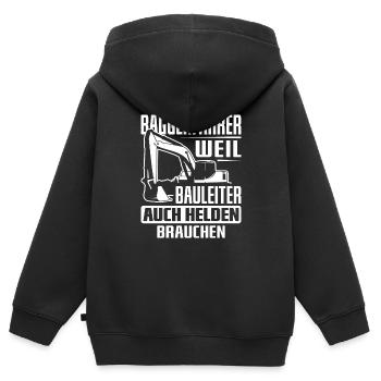Baggerfahrer und Baumaschinen Kettenbagger - Kinder Premium Organic Zip Hoodie - Schwarz - Hinten - AI Model Kid Male (0cm)