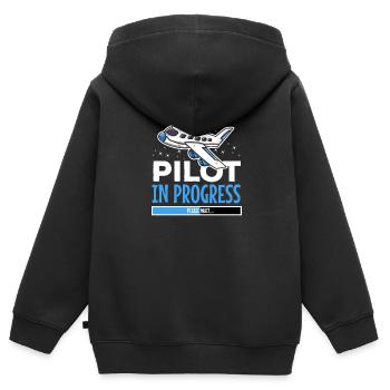 Geschenk für Flugschüler – Pilot in Progress Motiv - Kinder Premium Organic Zip Hoodie - Schwarz - Hinten - AI Model Kid Male (0cm)
