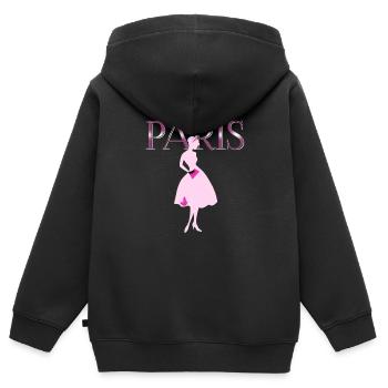 Paris haute Couture modezeichnung Dame - Kinder Premium Organic Zip Hoodie - Schwarz - Hinten - AI Model Kid Male (0cm)