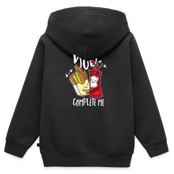 Pommes und Ketchup – Perfekte Kombination Genießer - Kinder Premium Organic Zip Hoodie - Schwarz - Hinten - AI Model Kid Male (0cm)