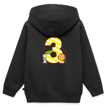 Ich bin 3 der Dritte Geburtstag Tiere Geschenk - Kinder Premium Organic Zip Hoodie - Schwarz - Hinten - AI Model Kid Male (0cm)