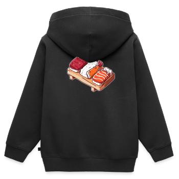 Niedliches Sushi-Trio – Perfektes Geschenk für Sus - Kinder Premium Organic Zip Hoodie - Schwarz - Hinten - AI Model Kid Male (0cm)