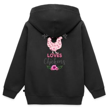 Hühner - Kinder Premium Organic Zip Hoodie - Schwarz - Hinten - AI Model Kid Male (0cm)