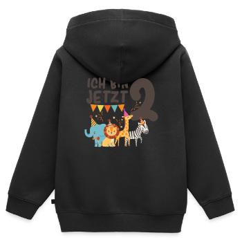 2. Geburtstag Zoo - Kinder Premium Organic Zip Hoodie - Schwarz - Hinten - AI Model Kid Male (0cm)