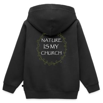 La nature est mon église Wicca Païenne - Sweat Premium à capuche zippé enfant bio - noir - Dos - AI Model Kid Male (0cm)