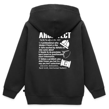 Définition d'architecte - Sweat Premium à capuche zippé enfant bio - noir - Dos - AI Model Kid Male (0cm)