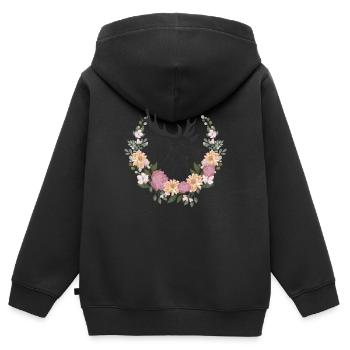 Hirschkopf Blumen - Kinder Premium Organic Zip Hoodie - Schwarz - Hinten - AI Model Kid Male (0cm)