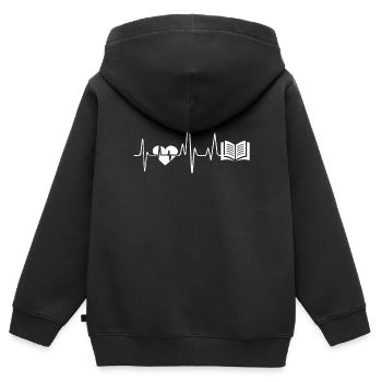 Buch Buch Herzschlag - Kinder Premium Organic Zip Hoodie - Schwarz - Hinten - AI Model Kid Male (0cm)