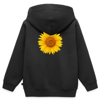 Tournesol - art trois quarts - Sweat Premium à capuche zippé enfant bio - noir - Dos - AI Model Kid Male (0cm)