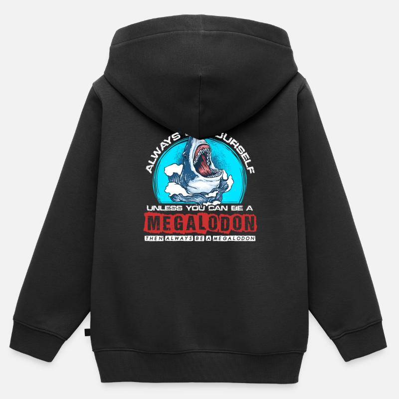 Sei immer du selbst außer du kannst ein Megalodon - Kinder Premium Organic Zip Hoodie - Schwarz