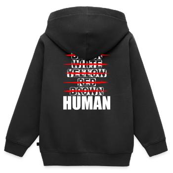 Juste des vies noires humaines comptent l'amour anti-racisme - Sweat Premium à capuche zippé enfant bio - noir - Dos - AI Model Kid Male (0cm)