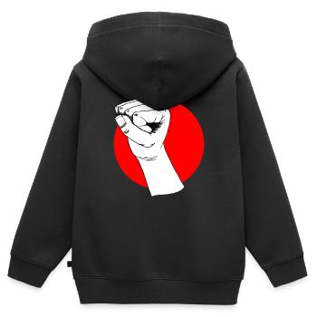 Hand freedom - Kinder Premium Organic Zip Hoodie - Schwarz - Hinten - AI Model Kid Male (0cm)