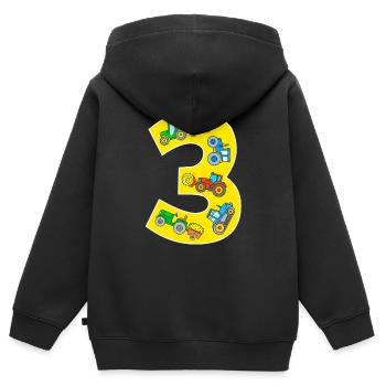 Tractor 3 years birthday boy - Kids Premium Organic Zip-up Hoodie - black - Back - AI Model Kid Male (0cm)