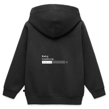 Schwangerschaft - ASCII Retro Baby Loading - Kinder Premium Organic Zip Hoodie - Schwarz - Hinten - AI Model Kid Male (0cm)