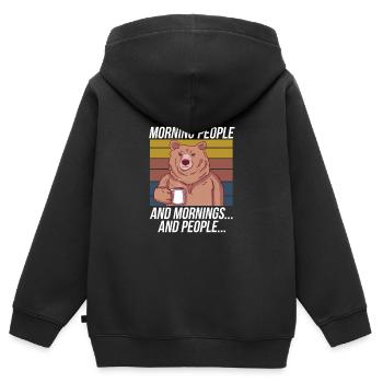 Conception d’ours du matin pour les personnes anti-matin - Sweat Premium à capuche zippé enfant bio - noir - Dos - AI Model Kid Male (0cm)