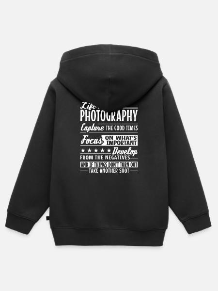 Fotograf, Kamera, Fotogrfieren - Kinder Premium Organic Zip Hoodie - Schwarz