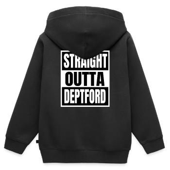 Straight Outta Deptford - Kinder Premium Organic Zip Hoodie - Schwarz - Hinten - AI Model Kid Male (0cm)
