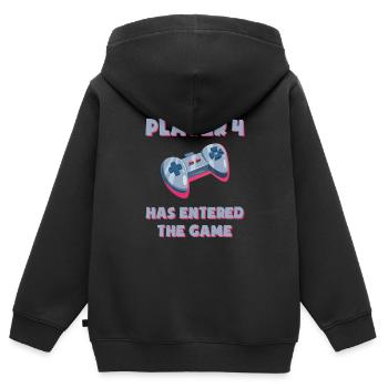 Le joueur 4 est entré dans le jeu - Sweat Premium à capuche zippé enfant bio - noir - Dos - AI Model Kid Male (0cm)