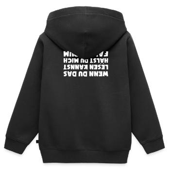 Wenn du das lesen kannst - Kinder Premium Organic Zip Hoodie - Schwarz - Hinten - AI Model Kid Male (0cm)