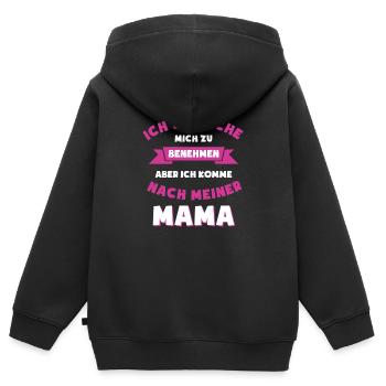 Ich versuch mich zu benehmen - Girl - Mama - Kinder Premium Organic Zip Hoodie - Schwarz - Hinten - AI Model Kid Male (0cm)