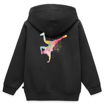 Breakdance Kunst Vintage Kunst - Kinder Premium Organic Zip Hoodie - Schwarz - Hinten - AI Model Kid Male (0cm)