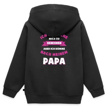 Ich versuch mich zu benehmen - Papa - Mädchen - Kinder Premium Organic Zip Hoodie - Schwarz - Hinten - AI Model Kid Male (0cm)