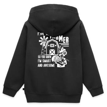 Bauer Ich bin ein großartiger Bauer - Kinder Premium Organic Zip Hoodie - Schwarz - Hinten - AI Model Kid Male (0cm)