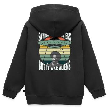 Mystère extraterrestre humoristique pour la science-fiction - Sweat Premium à capuche zippé enfant bio - noir - Dos - AI Model Kid Male (0cm)