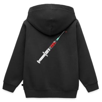 Seringue Vaccination Doctor Patient Seringue Blood Doctor - Sweat Premium à capuche zippé enfant bio - noir - Dos - AI Model Kid Male (0cm)