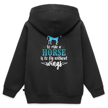 Pferde Reiterhof Reiterin - Kinder Premium Organic Zip Hoodie - Schwarz - Hinten - AI Model Kid Male (0cm)